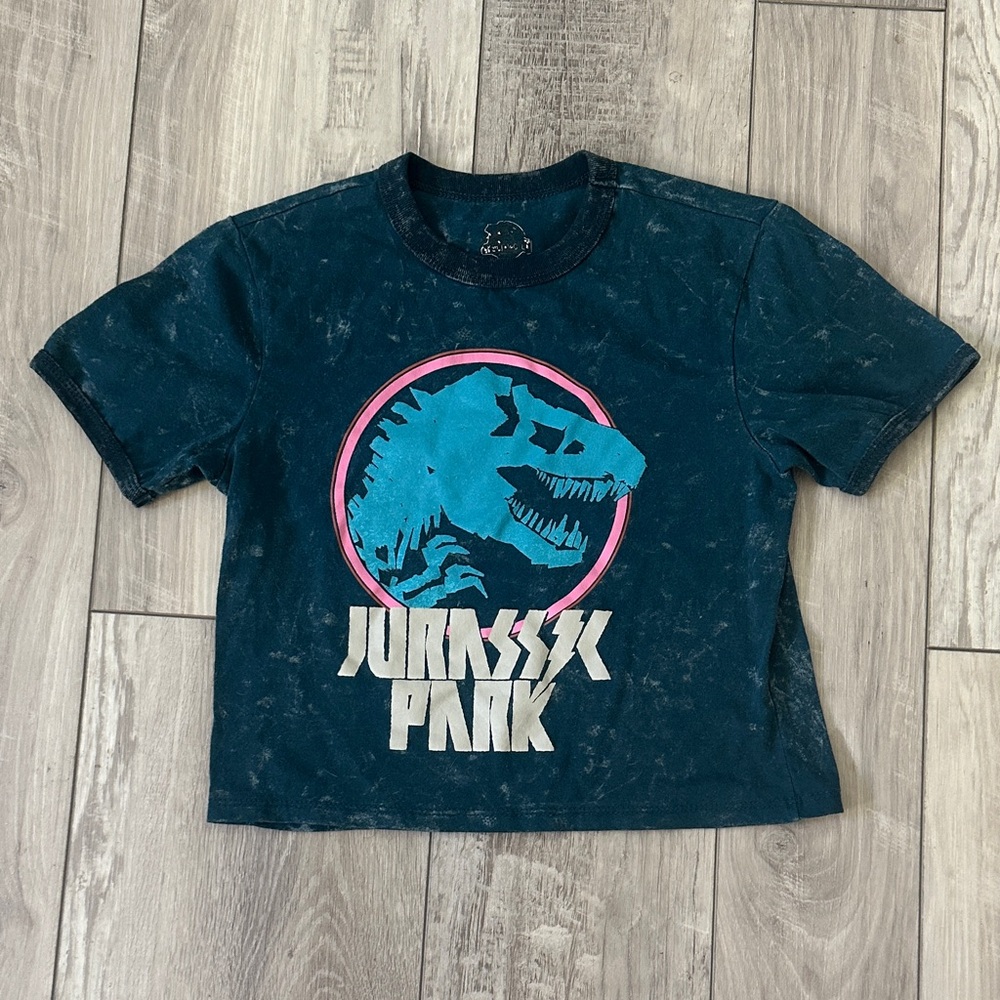 Jurassic Park Juniors Cropped T-Shirt - Blue
